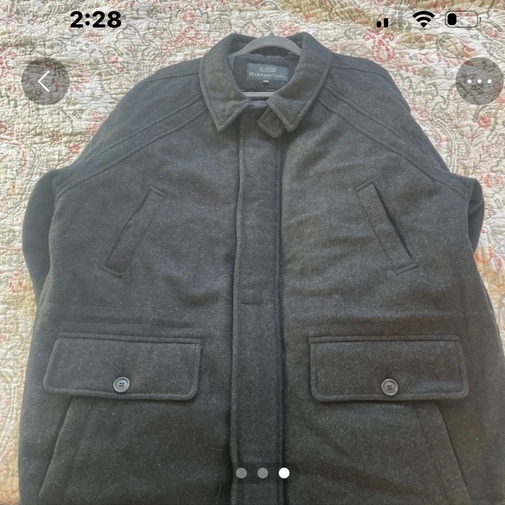 Mens Members heavy pea coat style winter coat black in excellent condition
